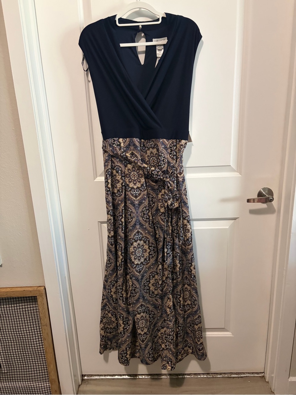 Navy Surplice Top Paisley-Print Jumpsuit